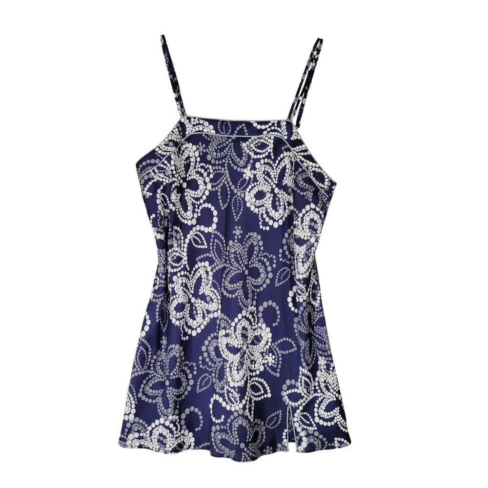 Cabernet Sleepwear Chemise Slip Dress Nightgown Women Large Blue White Floral